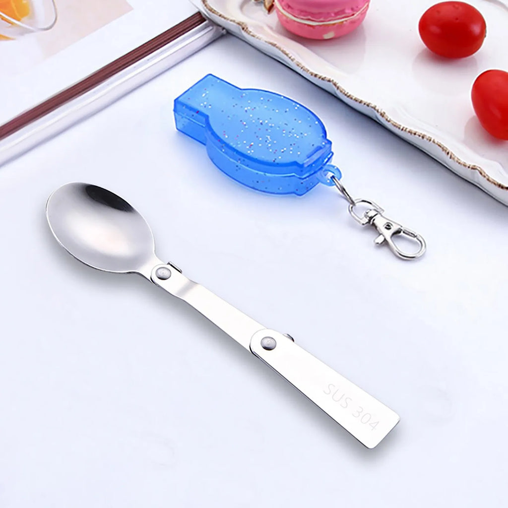 Outdoor Folding Travel Camping Utensil Stainless Pocket Spoon Fork Light Small Foldable Spoon Fork Camping Picnic Tool Tableware Oasis Select C