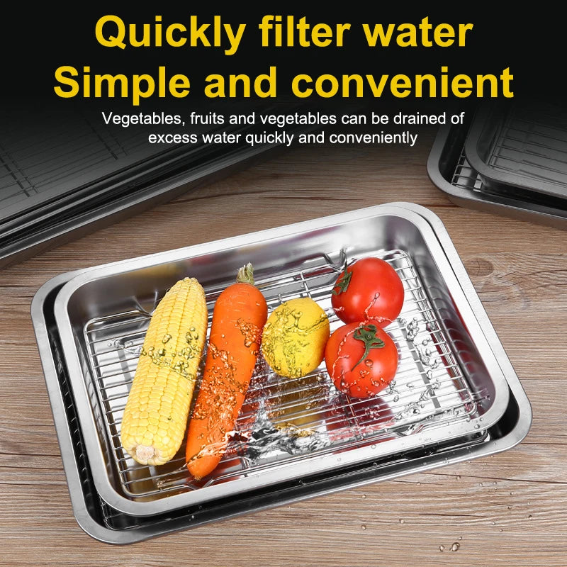 Stainless Steel Baking Tray Set with Removable Cooling Rack Non-stick BBQ Pan Tray Plate for Oven Brownie Cooking And Roasting Oasis Select