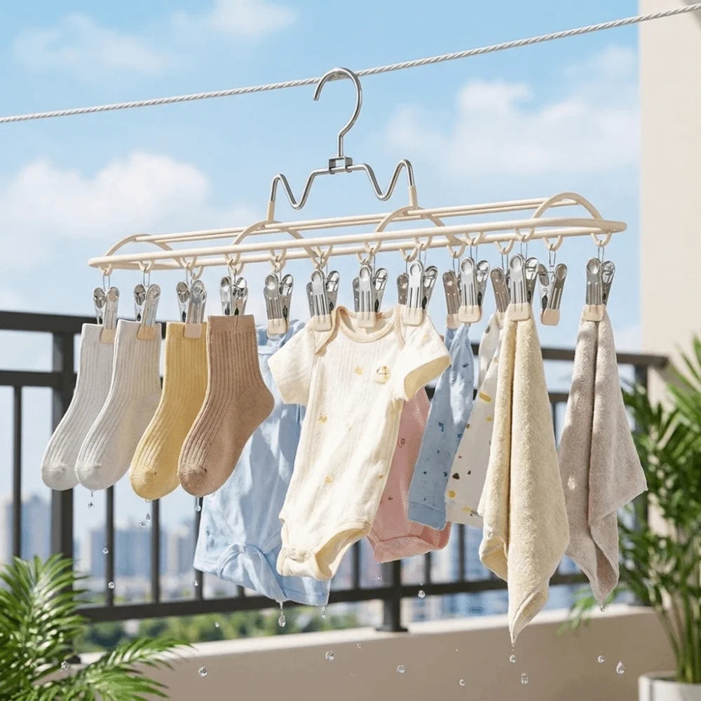 Portable Windproof Stainless Steel Clothes Drying Hanger