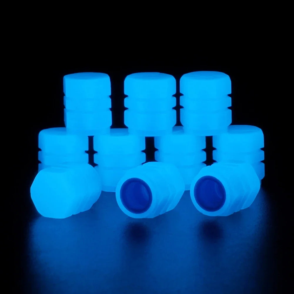 Blue Luminous Valve Cap Plastic ABS Luminous Tire Valve Cover Tires Accessories Tyre Stem Covers Applicable Car Motorcycle Bike Oasis Select