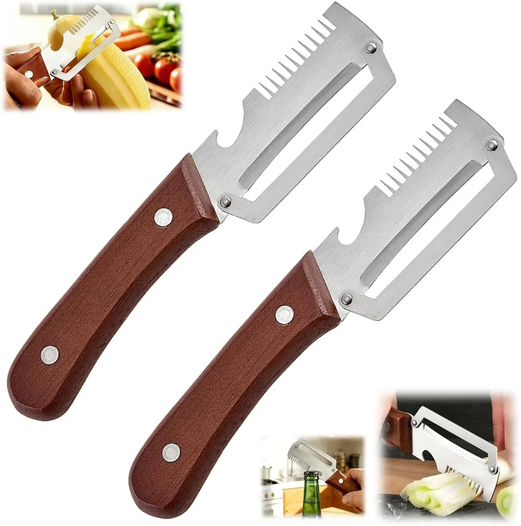 Easy Grip Non-Slip Multifunctional 3-in-1 Stainless Steel Peeler Vegetable & Fruit Slicer Shredder Kitchen Tool for Shredding Oasis Select 2PCS