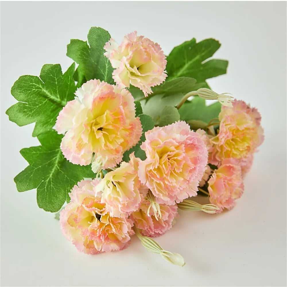 Spring Carnations Silk Touch Valentine's Bouquet Home Decor Florals Stems Holiday Gift Flowers For Romantic Gesture Seasonal Oasis Select pink edge-30cm