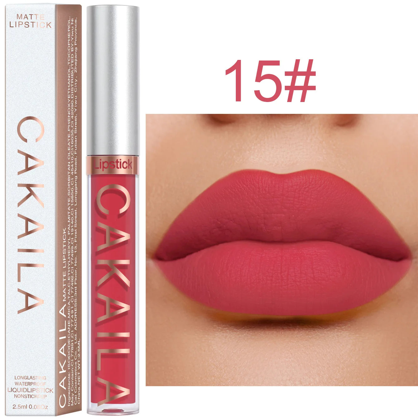 1 Pcs Waterproof Lip Gloss Lipstick Set - Nude, Dark Brown & Matte Red Shades, Long-Lasting 24-Hour Wear, Suitable for All Skin Oasis Select 15