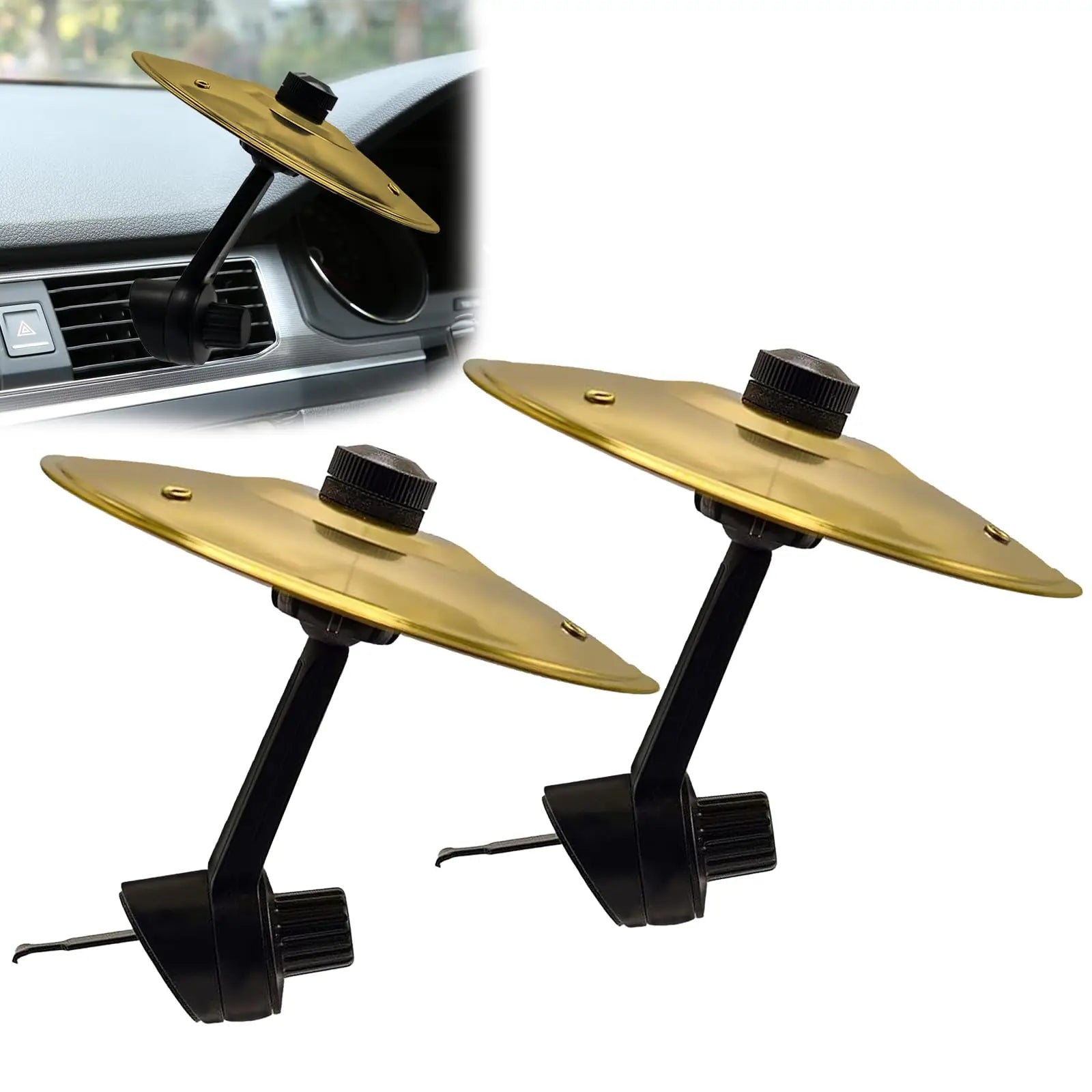 1/2PC Car Crash Cymbal Air Vent Mini Drum Car Hand-shooting Cymbals Car Drum Cymbal Air Vent Musical Instrument for Car Interior Oasis Select 2PCS Gold