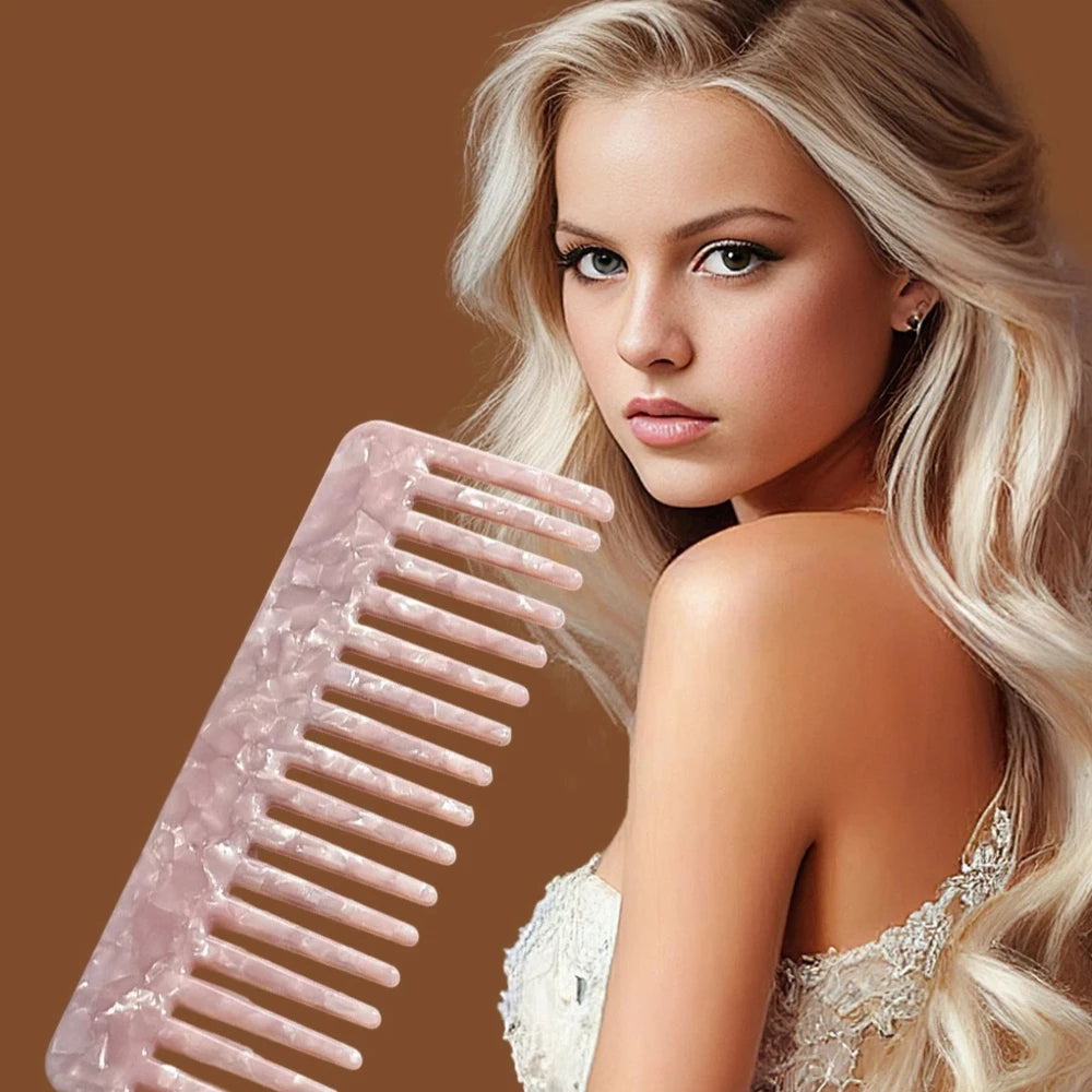 Acetate Fiber Wide Tooth Comb Anti Static Detangling Design Colorful Pattern Hair Tool Portable Travel Women Hair Accessory Oasis Select