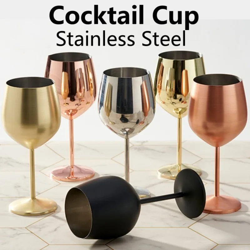 Cocktail Glass Nordic Stainless Steel Durable Tall Champagne Outdoor Metal Red Juice Wine Creative Cup for Bar Party and Home Oasis Select