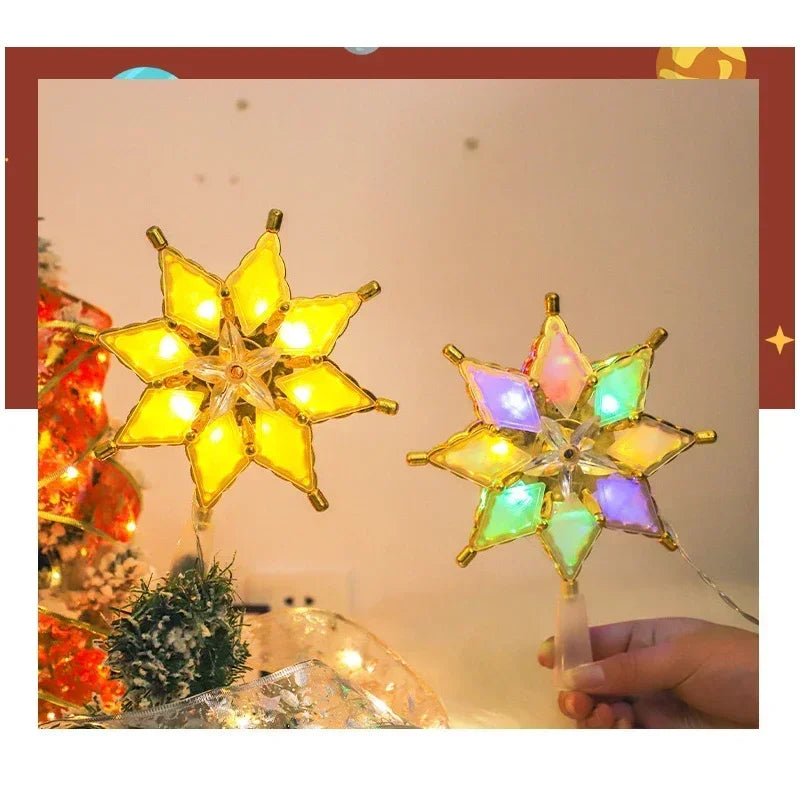 LED Christmas Decorative Lamp Star Lantern Christmas Tree Topper Gold Star Tree Topper Christmas Tree Overhead Light Oasis Select
