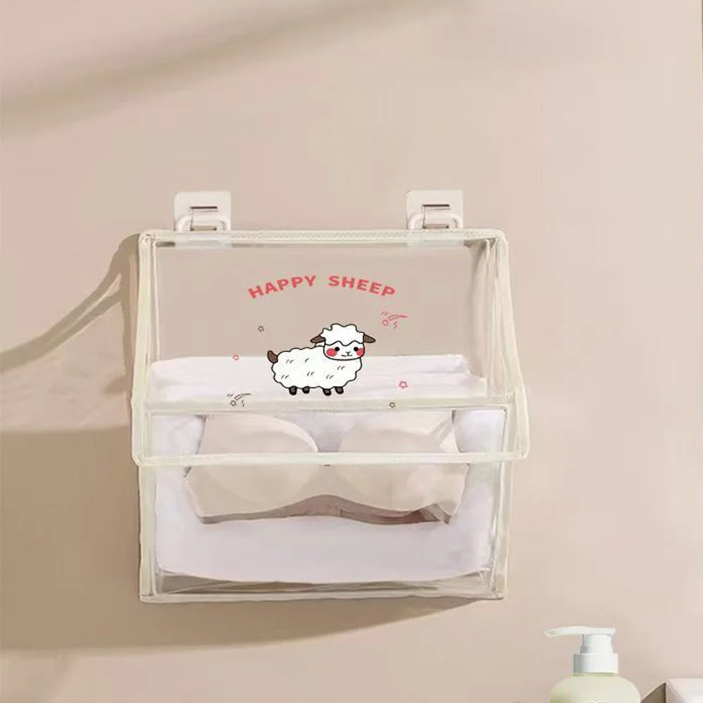 Waterproof Bathroom Hanging Storage Bag Punch-free Foldable Shower Clothes Organizer with Cute Sheep Pattern Oasis Select
