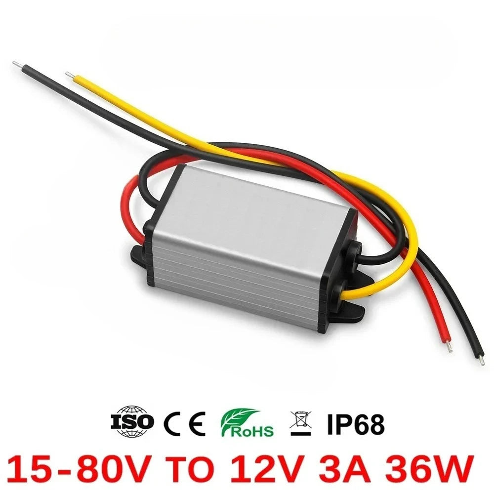 15-80 Volt to 12 Volt 36W DC DC Buck Converter 24V 36V 48V 60V to 12V 1A 2A 3A Power Supply Regulator for Cars Sola waterproof Oasis Select