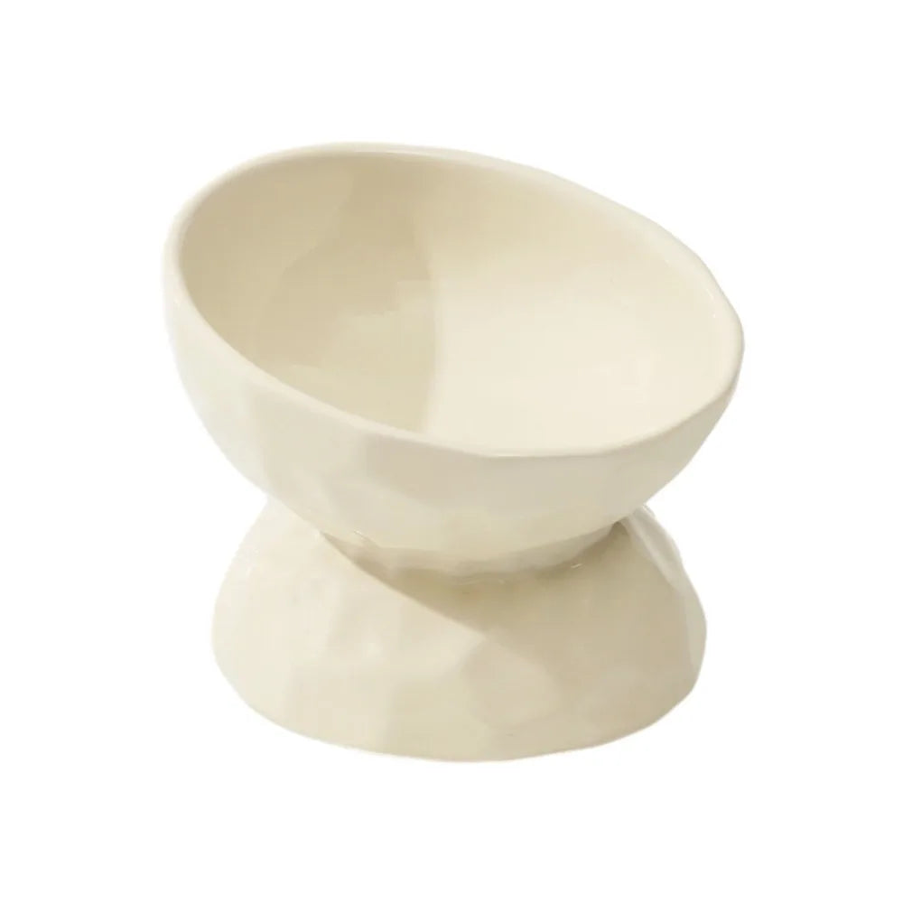 Ceramic Cat Bowl Slanted/Flat Mouth Multi-use Dog Food Feeding Basin Non-slip Anti Tipping Pet Drinking Feeder Kitten Puppy Oasis Select Style 1