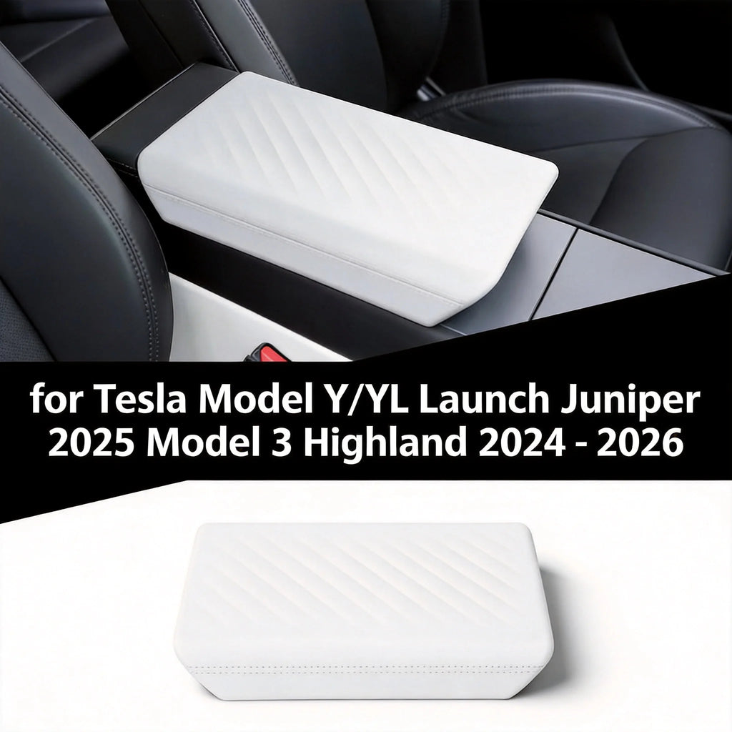 Durable Non-Slip Dustproof for Tesla Model Y Juniper Launch 2025-2026 Model 3 Highland 2024 TPE Armrest Cover Accessories Oasis Select TPE WHITE