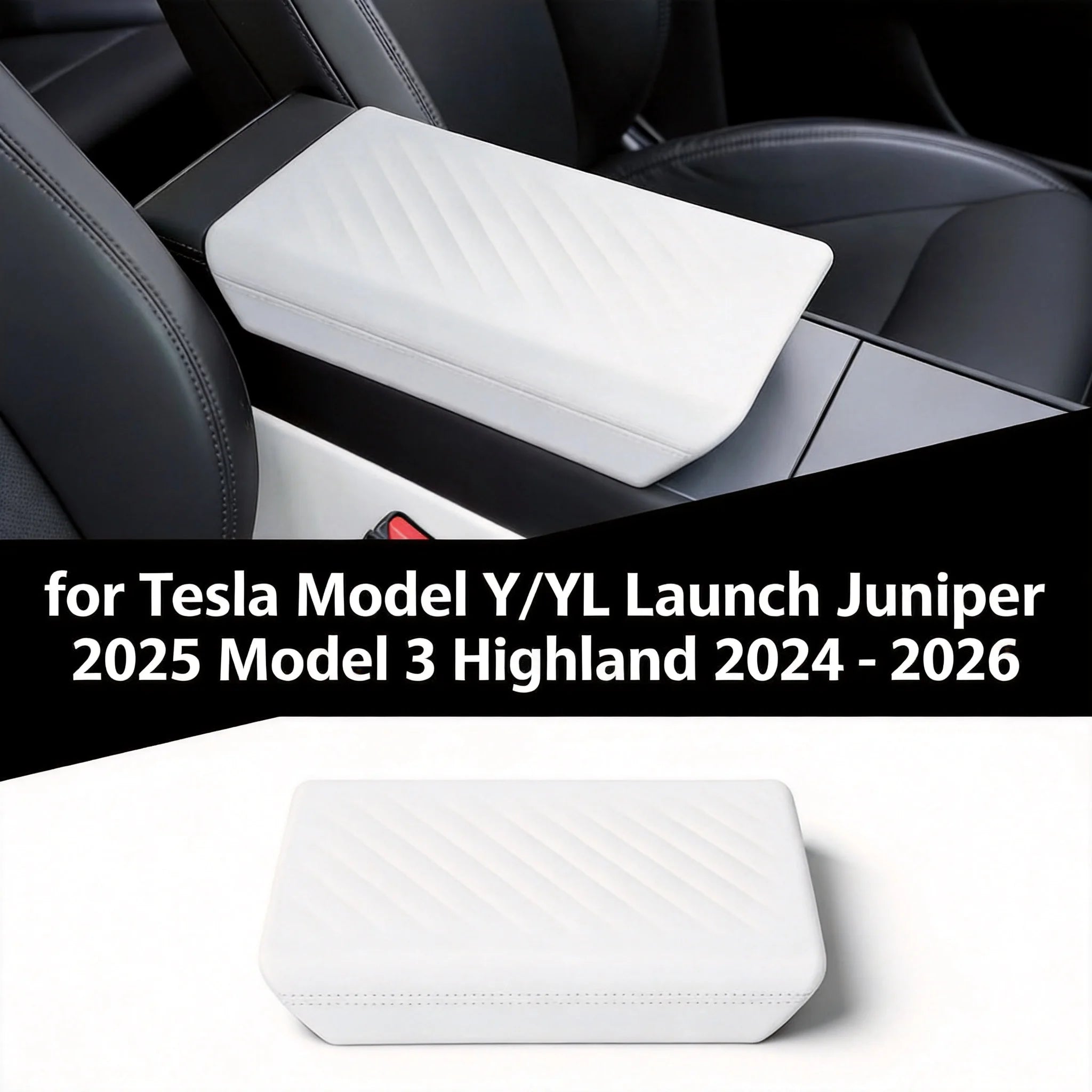 Durable Non-Slip Dustproof for Tesla Model Y Juniper Launch 2025-2026 Model 3 Highland 2024 TPE Armrest Cover Accessories Oasis Select TPE WHITE