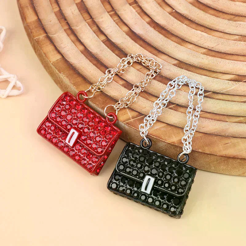 Fashion Creative Doll House Mini Metal Chain Bag Pendulum Doll Bag Miniature Shopping Handbag Clothing Accessories Oasis Select