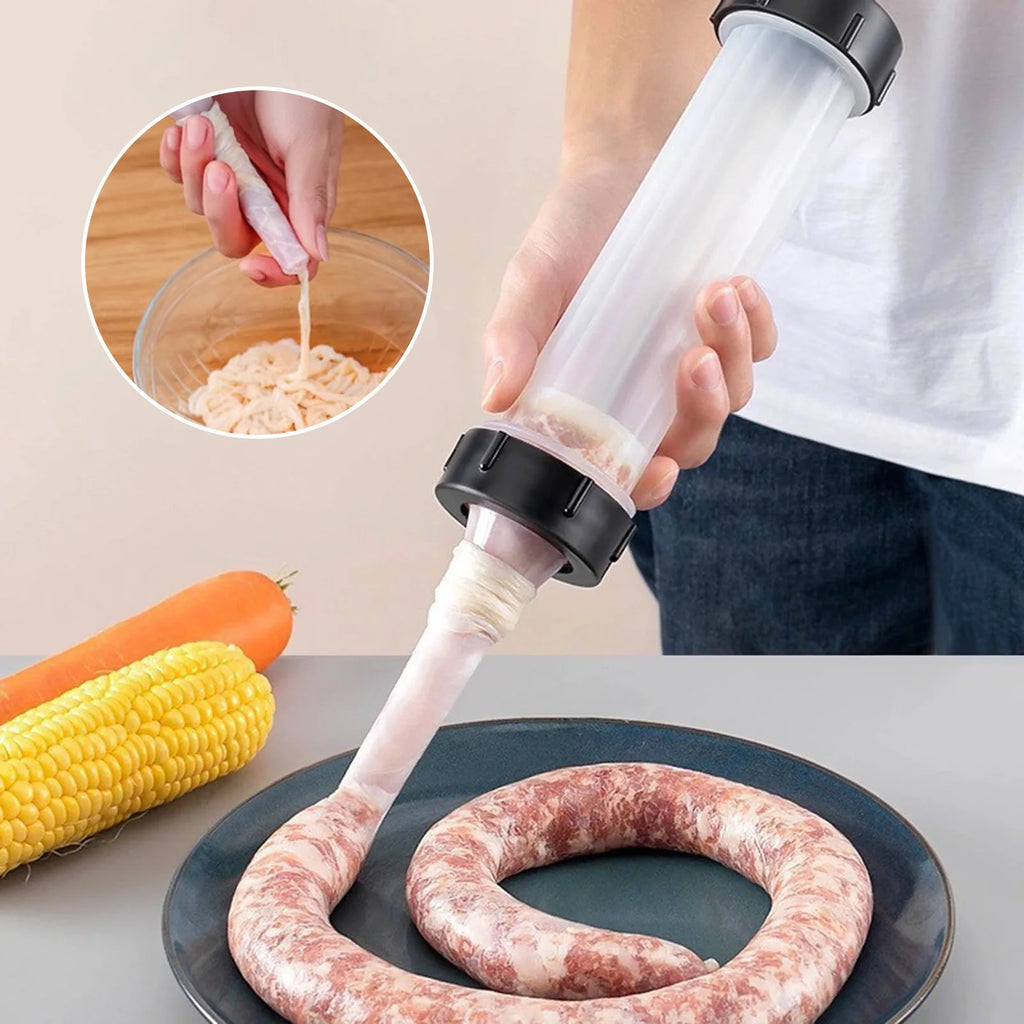 Manual Sausage Maker with 3 Filler Nozzles | Home Kitchen Tool