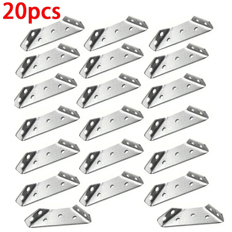 10-20pcs Stainless Steel Angle Corner Brackets Universal Furniture Corner Connector Brace Joint Fastener Bedframe Cabinet Drawer Oasis Select 20Pcs