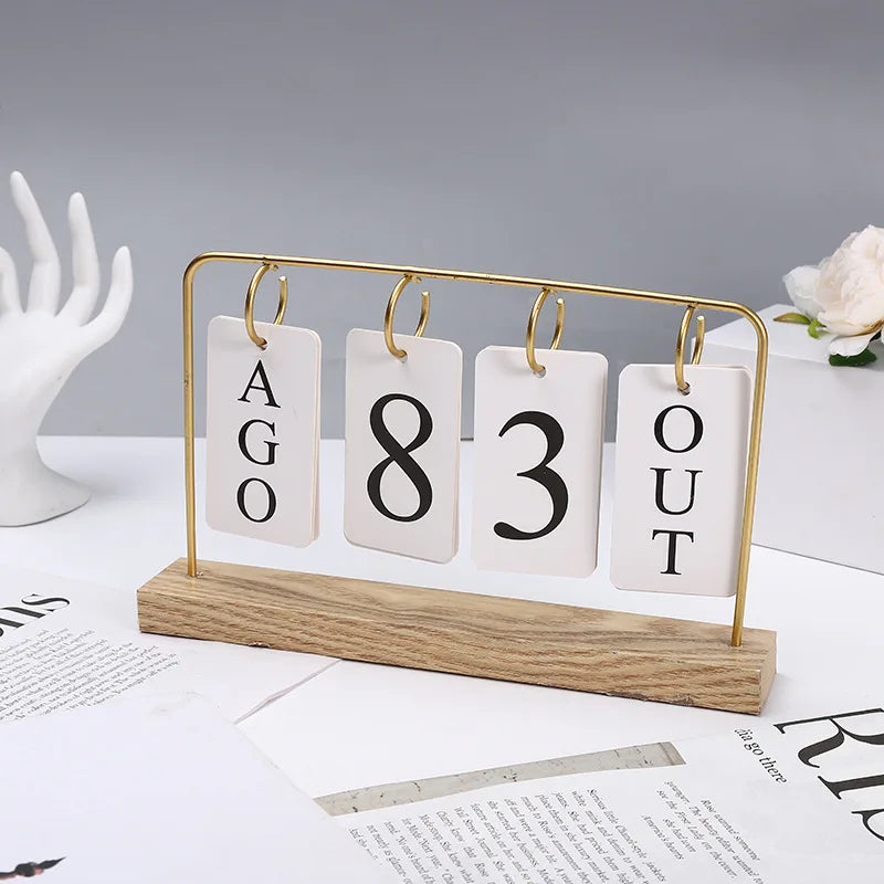 Creative Desk Decoration Mini Wooden DIY Calendar Tabletop Wooden Desk Calendar Crafts Holiday Decoration Oasis Select gold