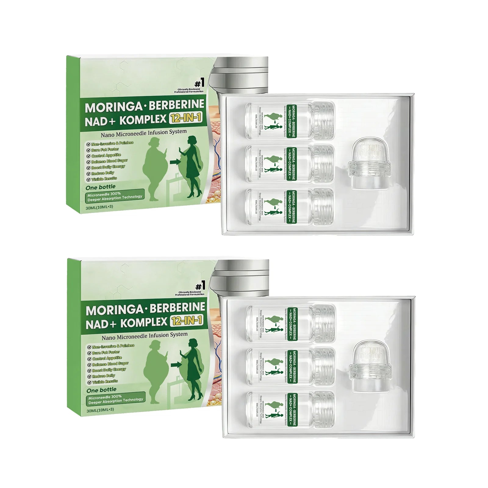 12-in-1 Nano Microneedle Infusion Kit Natural Gentle Moisturizing Firming Skin Nano Microdarts roller for Women Men Serum ≤0.2mm Oasis Select 2set