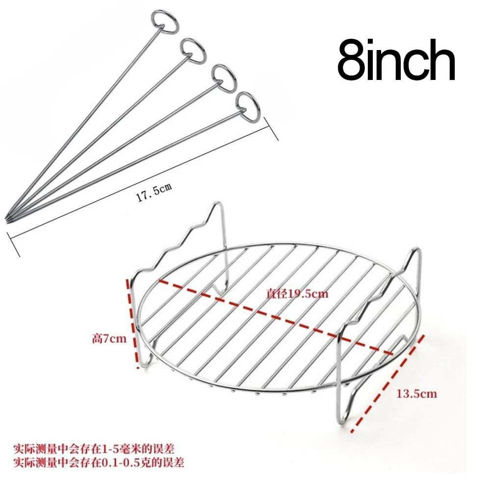 Stainless Steel Air Fryer Steamer Rack – Double-Deck BBQ Grid Air Fryer Steamer Rack Oasis Select 8inch