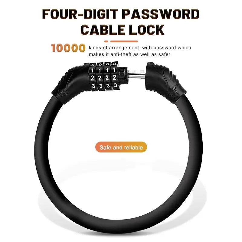 Bike Lock Mountain Bike Portable Security 4-digit Code Bike Lock for Bicycle Motorcycle Scooter Oasis Select