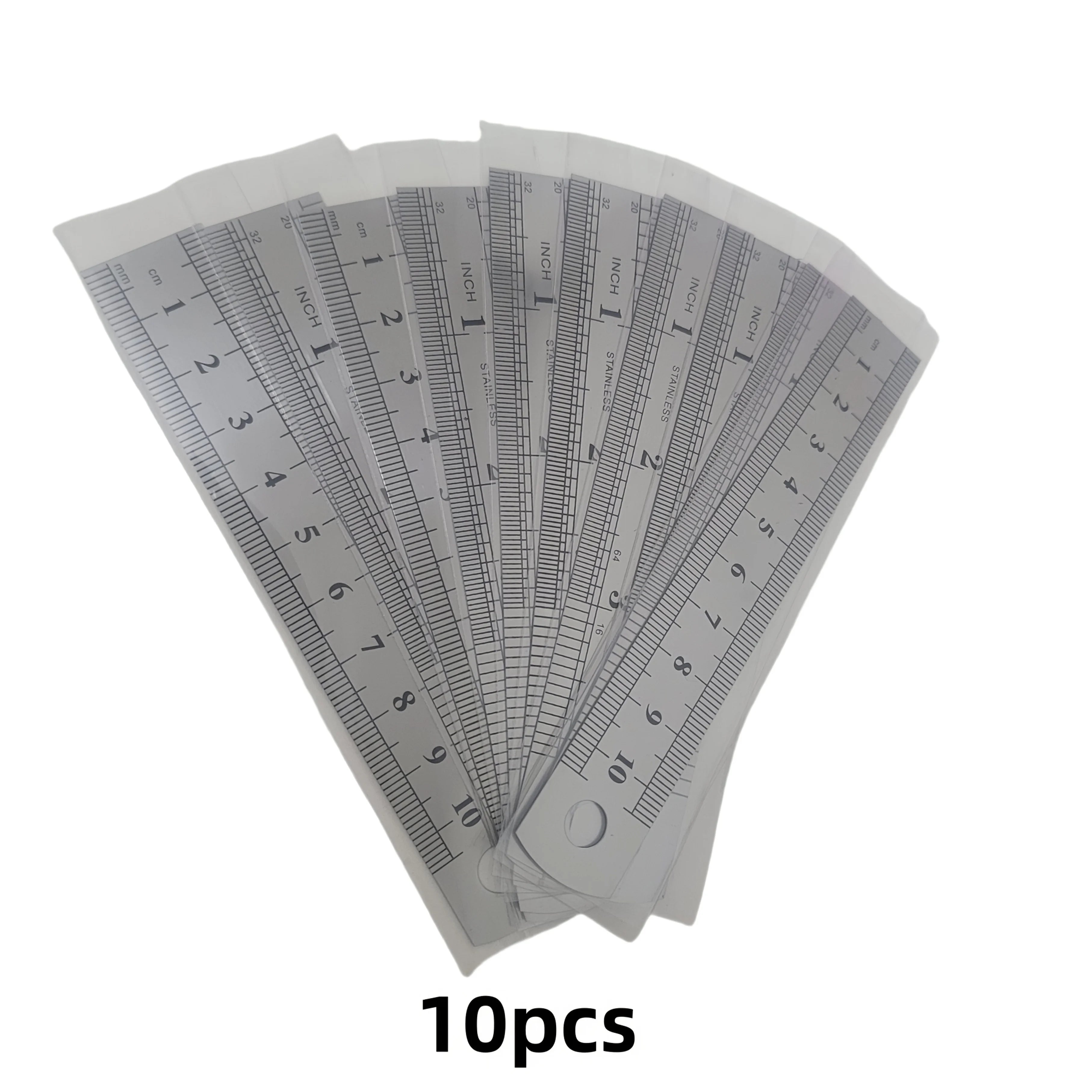 10pcs Precision Stainless Steel Rulers, 4-Inch Double-Sided Metal Rulers with Etched Markings for Teaching and Drawing Oasis Select