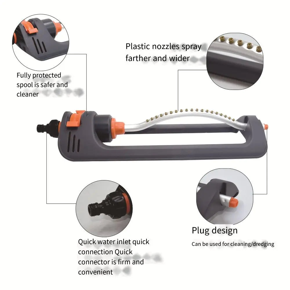 Automatic Lawn Swing Sprinkler Oscillating with 19 Nozzle Agriculture Watering System Aluminum Tube Adjustable Oasis Select