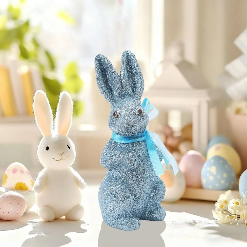 Colorful Foam Easter Bunny Figurine with Ribbon | 22cm Ornament