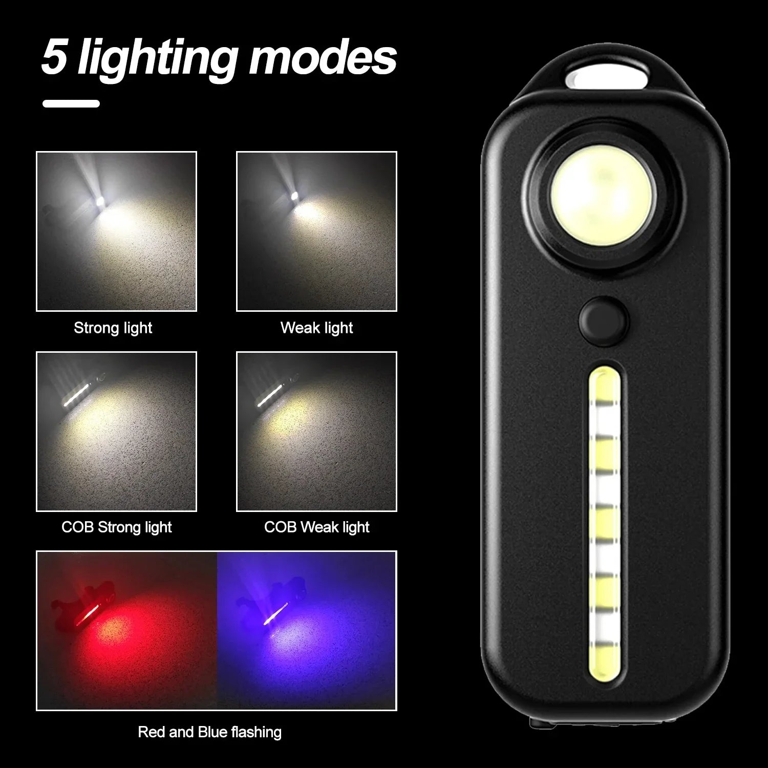Outdoor Lamp USB Recharge LED Flashlight Work Light Keychain Flashlight for Police Shoulder Clip Lights Warning Flashing Light Oasis Select