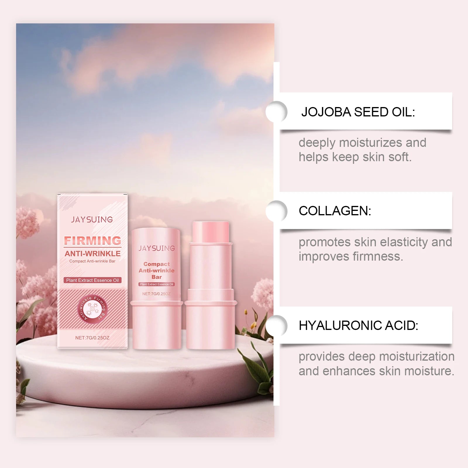 Collagen Firming Bar Anti-Wrinkle Tighten Sagging Skin Hydrating Collagen Moisturizer Face Balm Stick Watery Glow Skin Care Oasis Select