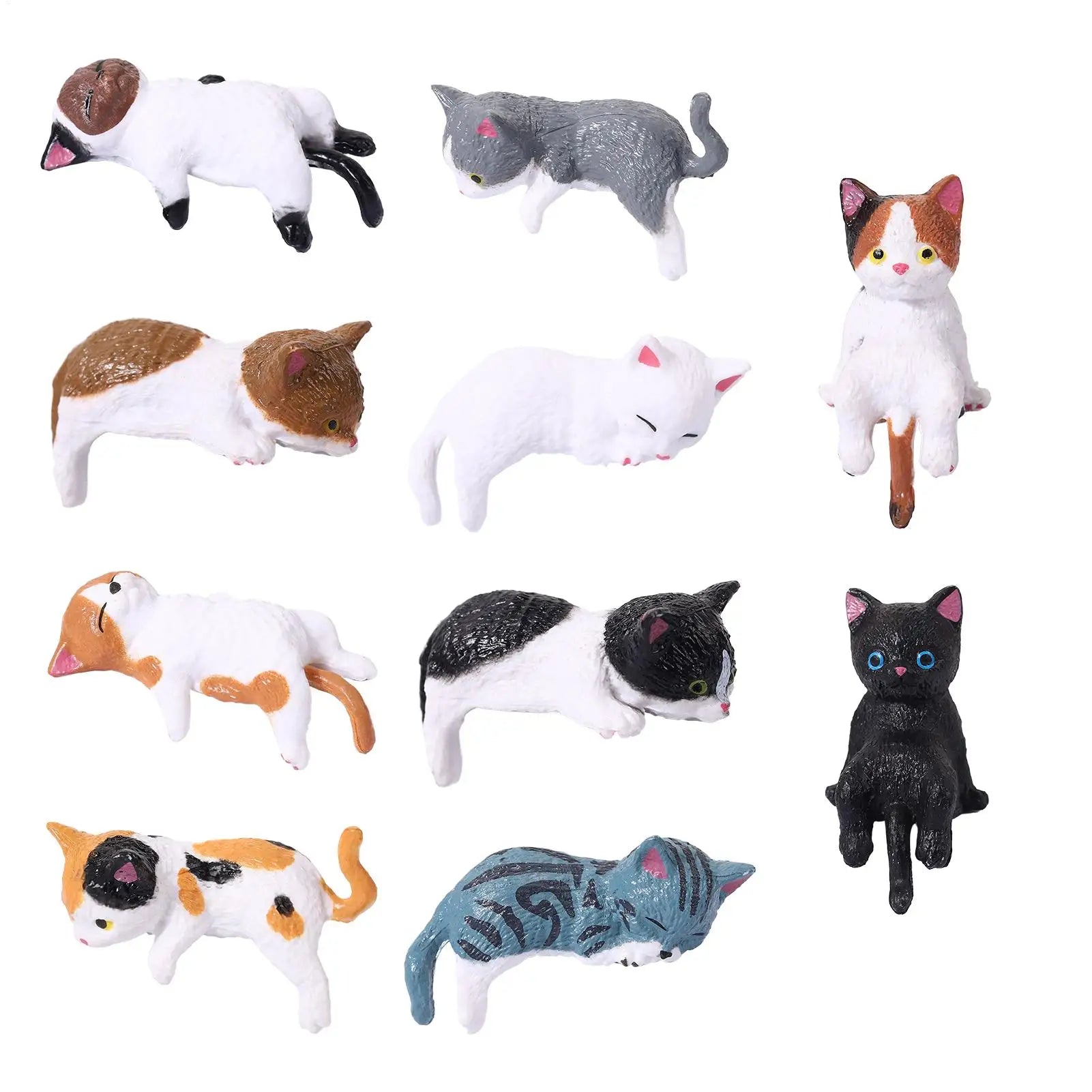 Cat Figure 5Pcs Mini Cute Cat Ornaments Kitten Figurines for Gift Home Decor Car Interior Desktop Model Garden Accessories Oasis Select