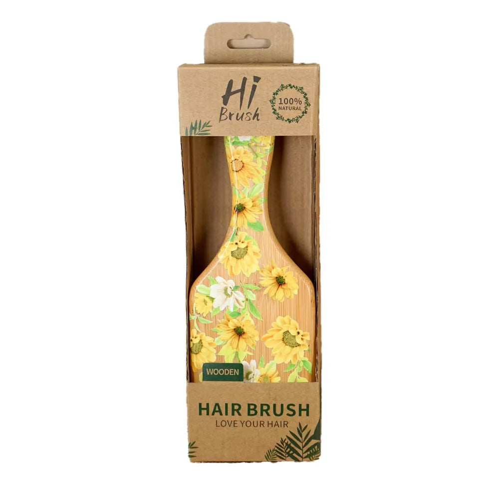 Sunflower Bamboo Air Cushion Hair Brush - Natural Wooden Massage Comb for Hair Care Anti-Static Detangling Styling Gift Oasis Select TZ-887-4b-HZ3-xrk