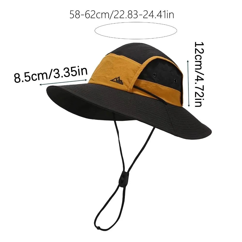 Unisex Large Brim Fisherman Hat Breathable Quick Drying Visor Cap Lightweight Foldable Sun Protection Hat Oasis Select