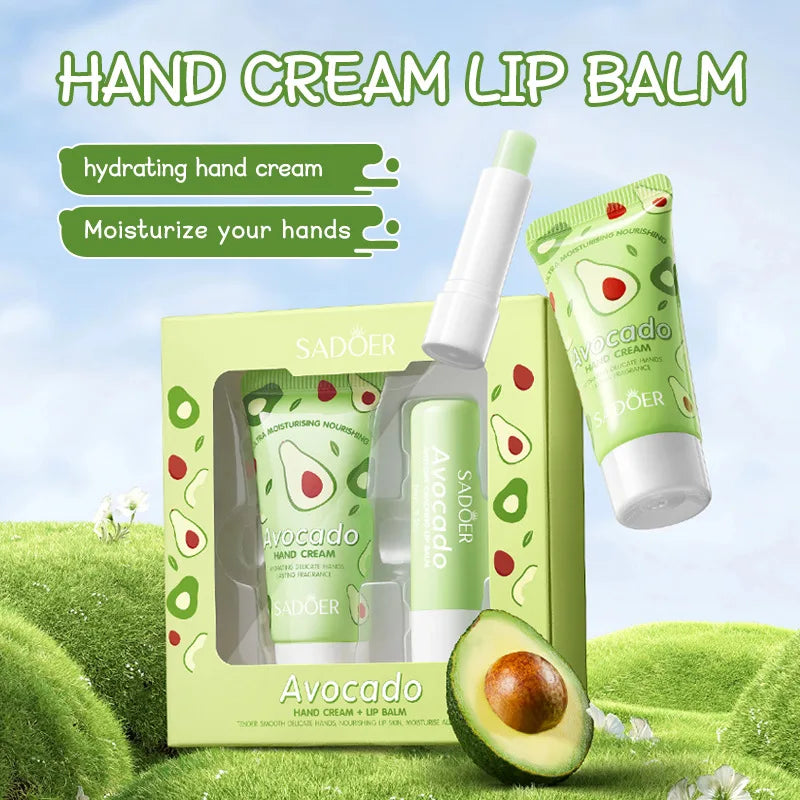 SADOER Avocado Hand Cream & Lip Balm Set – Moisturizing 2-Pc Moisturizing Skincare Set Oasis Select Avocado
