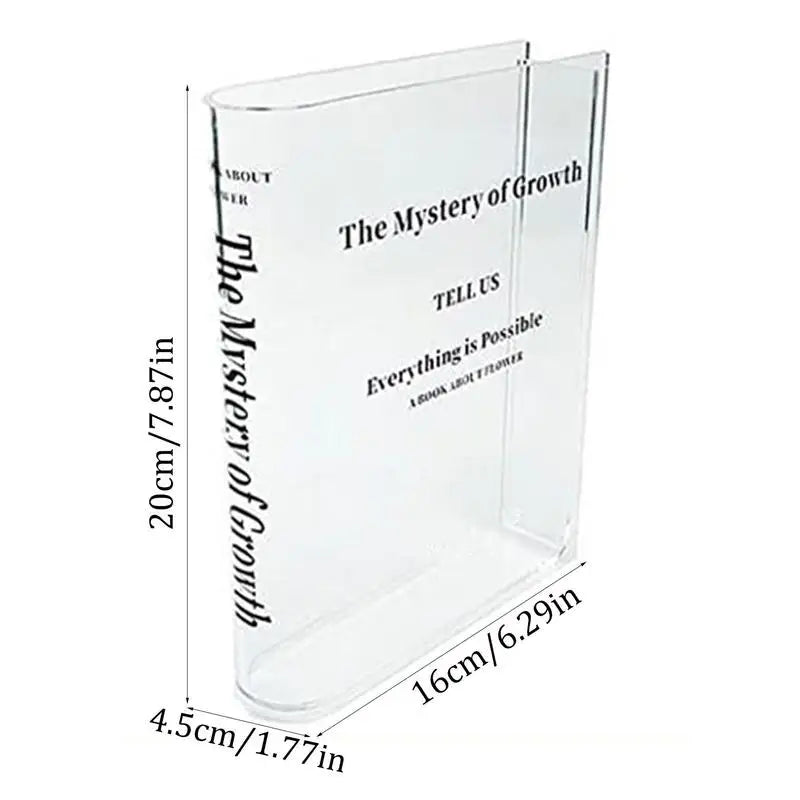 Clear Book Vase Aesthetic Acrylic Vase Unique Flower Vase For Cute Bookshelf Decor Modern Style Vase Room Decor Floral Container Oasis Select