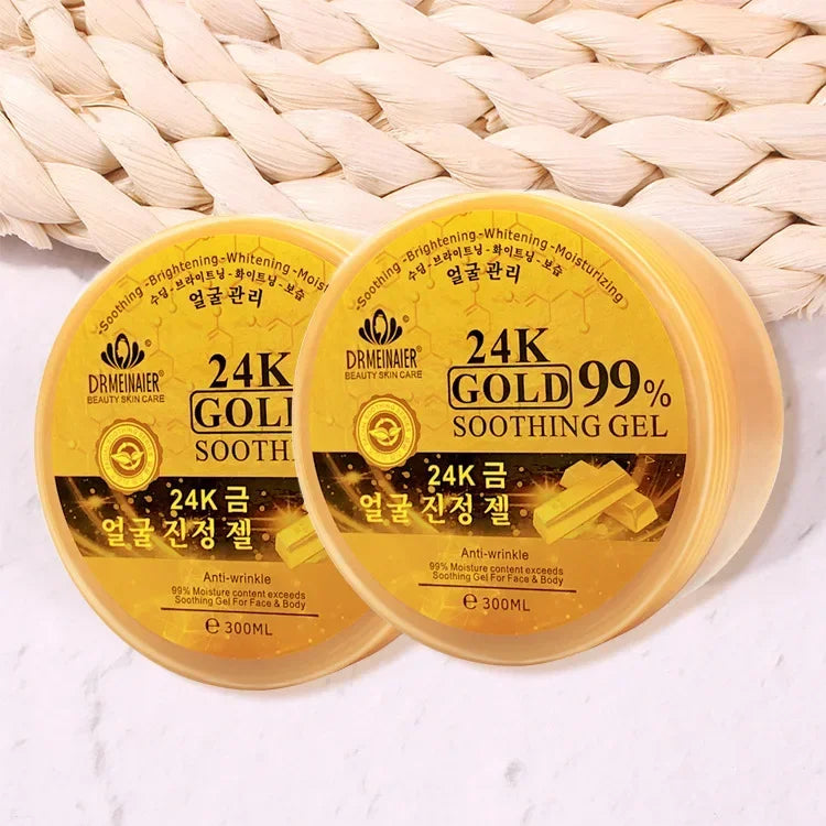 300ml 24K Gold Soothing Facial Gel Moisturizing Wrinkle Free Skin Care Lightening Oil-control Acido Clicolico Exfoliate Cream Oasis Select