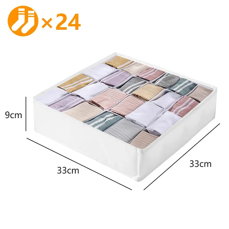 Sports Bra Underwear Organizer Storage Box Panties Socks Storage Boxes Wardrobe Clothes Organizer Cabinet Drawers Separator Box Oasis Select 24grids-white