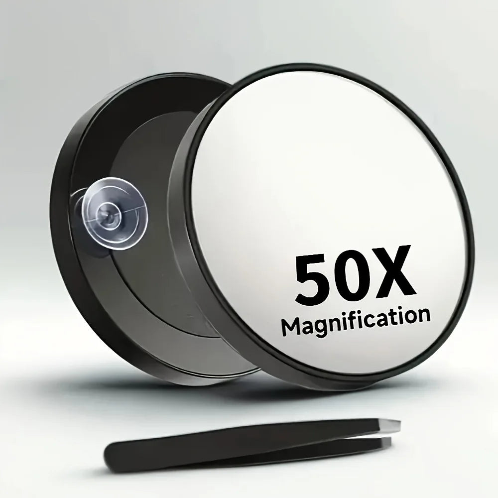 50X Magnifying Mini Mirror Portable Suction Cup Handheld Cosmetic Mirror Clarity on-the-Go Beauty Precision Magnifying Mirror Oasis Select black