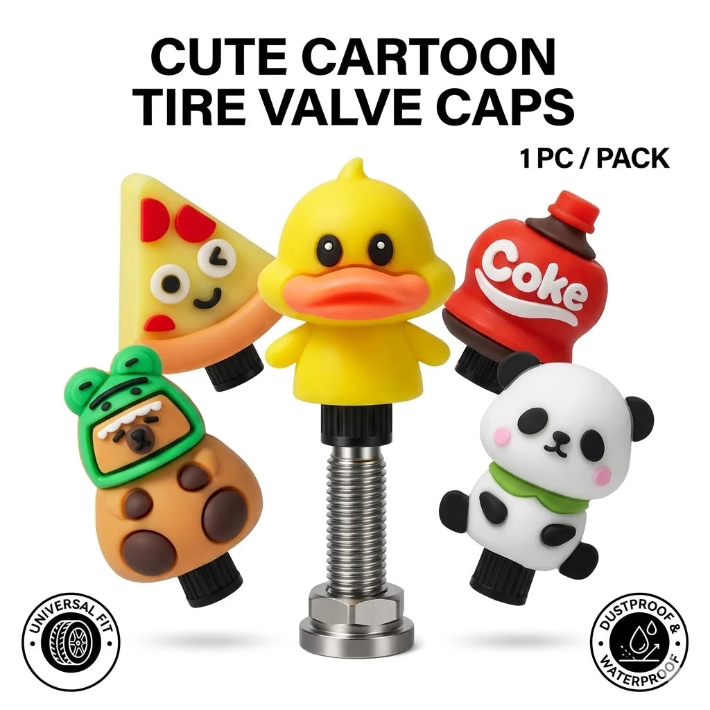 Tire Valve Cap Cartoon Universal Wheel Dust Cover Cute Air Stem Caps For MTB Mountain Bike Motorbike Accessories 1 Pcs Oasis Select