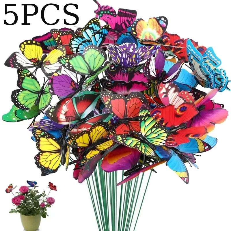 5/10/20/30pcs Outdoor Waterproof Glowing Butterfly Ground Stakes For Yard Lawn Decoration, Luminous Butterfly Ornaments Durable Oasis Select 5pcs