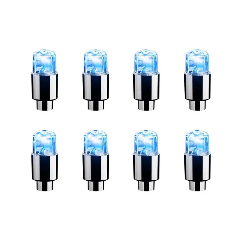 2/4/6/8Pcs Car Light Bicycle LED Tire Lights Universal Car Neon Lamp Valve Cover Lights Tire Colorful Flashing Bulb Decoration Oasis Select 8pcs Blue
