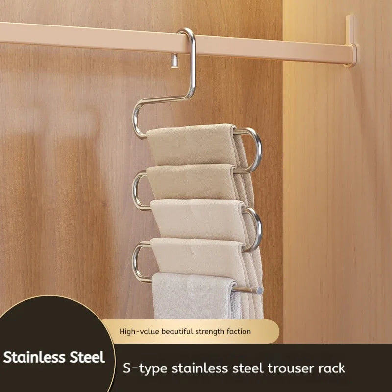 5 Layers Multi-functional Clothes Hangers Non-slip Pant Storage Rack Cloth Rack with Multiple Functions for Hanging and Storage Oasis Select 1pc