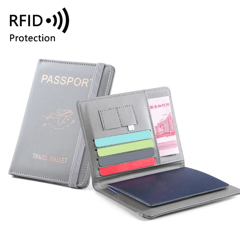 Waterproof PU Leather Passport Holder & Travel Wallet Passport Holder Wallet Oasis Select Gray