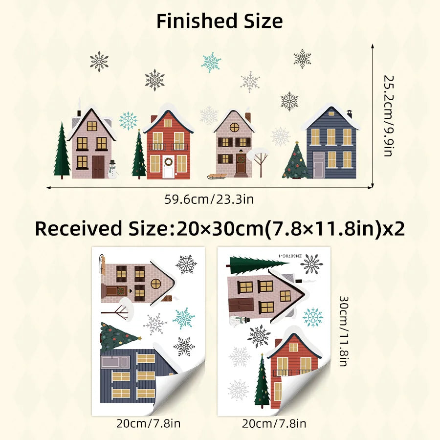 Cartoon Snowflake Small House Window Sticker Self-adhesive Wall Sticker Double-sided Visible Glass Decorative Sticker Oasis Select