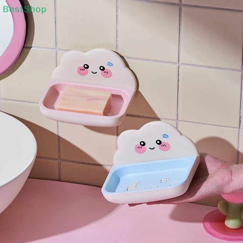 Cloud Soap Dish – Wall-Mounted Double-Layer Holder, Punch-Free