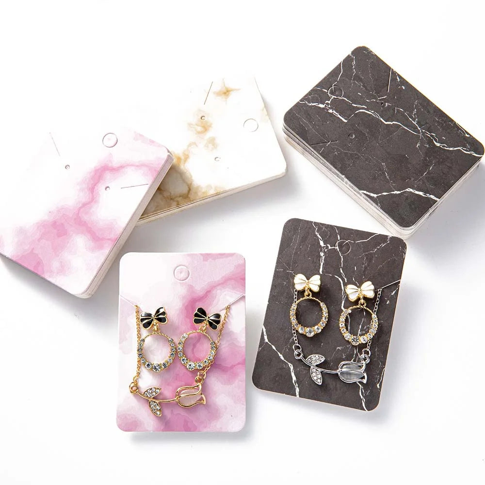 50pcs Marble Earring Display Cards Holder for Necklace Jewelry Packaging Selling Organizer Small Businesses Material Supplies Oasis Select