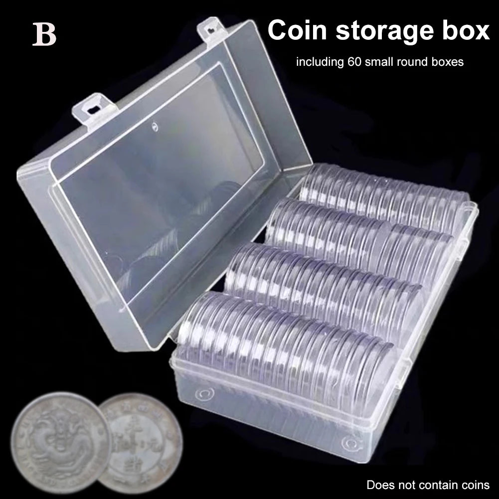 41mm Transparent 60 Coin Holder Round Coin Capsule Storage Container for Collectibles Medals Collection Organizer Supplies Oasis Select