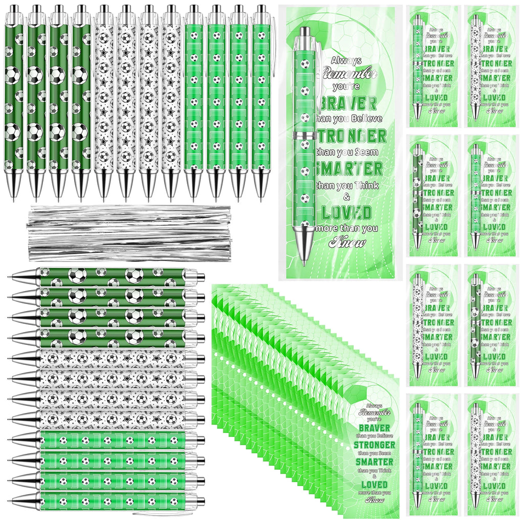24 Sets Football Pens Party Favours Supplies Football Stationery Ballpoint Pens and Cards for Boys Girls Team Adults Oasis Select A
