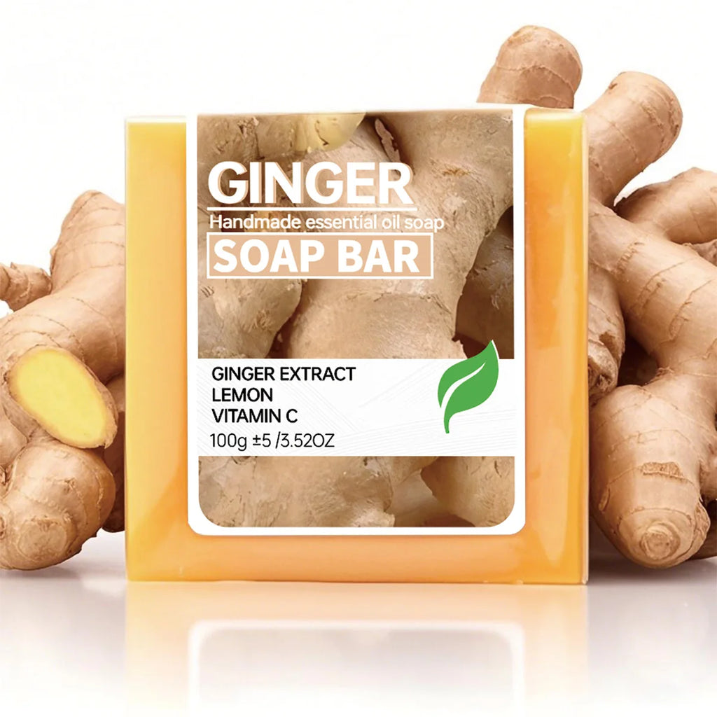 Ginger soap facial cleansing handmade soap, ginger lemon essential oil soap, balanced oil to brighten skin tone, portable travel Oasis Select