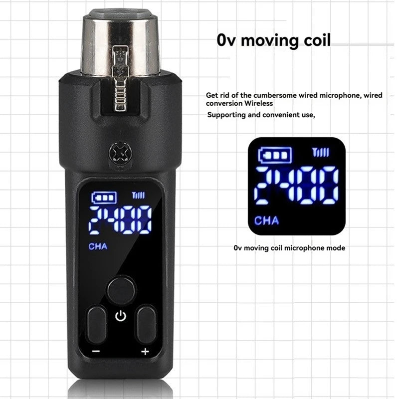 WISH UHF Wireless Microphone Converter XLR Rechargeable Transmitter & Receiver Microphone For 0V Dynamic Microphones Oasis Select
