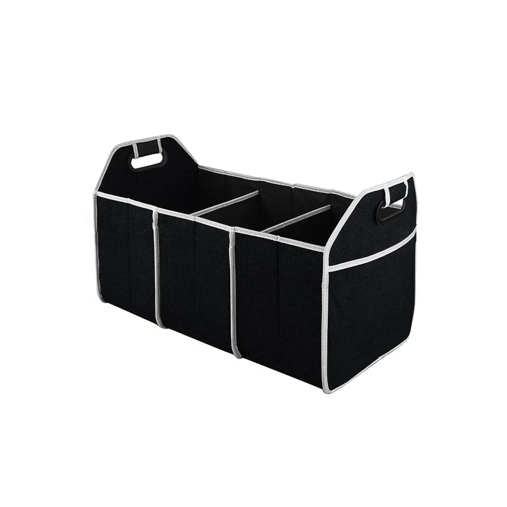 Foldable Car Trunk Organizer 3-Compartment Cargo Storage Bag, Camping Gear & Groceries, Fits All Vehicles, Black Oasis Select Black