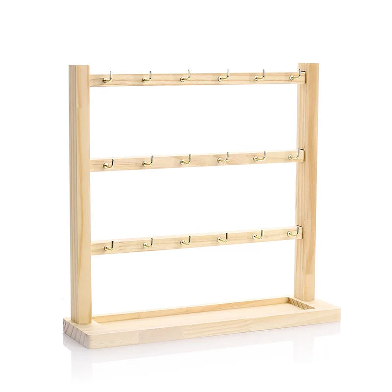 Solid Wood Earring Holder & Multi-Tier Jewelry Display Stand